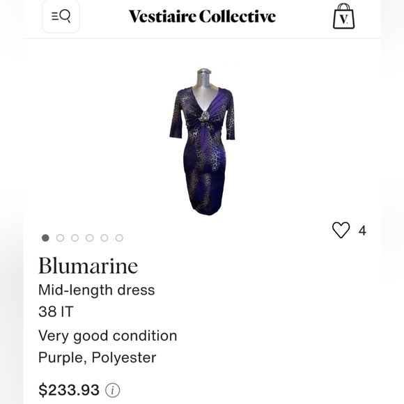 BLUMARINE Ruched Leopard Purple Animal Print Women's Tunic top - Picture 4 of 5